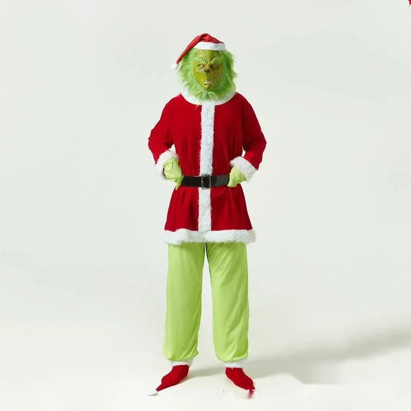 Christmas Cosplay carneval carnival Costume for kids Santa Claus Green Hair Monster Grinch Performs Wearing