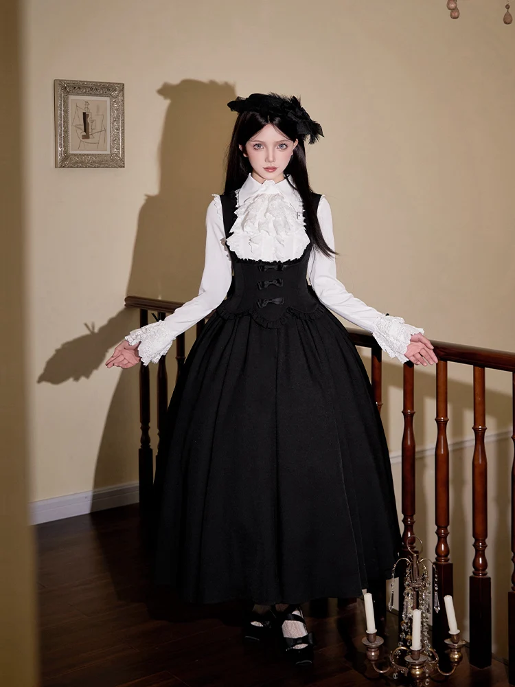 الأصلي المحكمة نمط لوليتا ريترو أنيقة تنورة طويلة Sk الصيف المرأة الجديدة عالية الخصر ضئيلة أنيقة الأميرة الشاي حزب تنورة أعلى #4