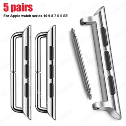 5 Pair Connector for Apple Watch Series 10 42mm 46mm Stainless Steel Adapter for Iwatch 9 8 7 SE 6 5 4 Watches Accessories