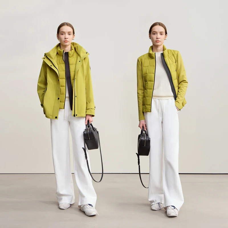 AMII Piumini 2025 Inverno Nuovo Casual Outdoor Antivento in due pezzi Solido Piumino Donna Moda Caldo Dritto Top 12554068