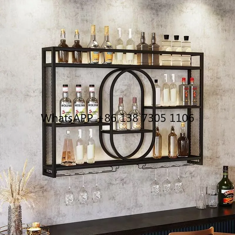 

Nordic style exhibition hall wall-mounted wine cabinet bar table ornament European decorative wine bottle wine props