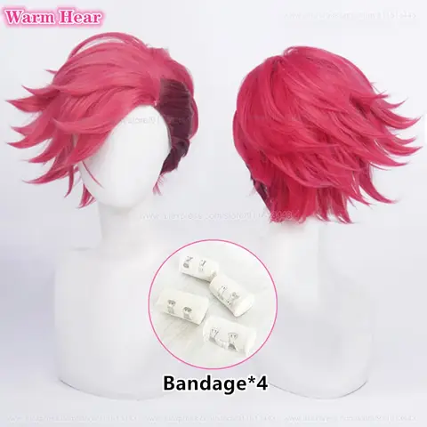 Game LOL Arcane Vi Synthetic Unisex Mixed Color Cosplay Anime Wig Violet Heat Resistant Hair Halloween Party Wigs +Free Wig Cap