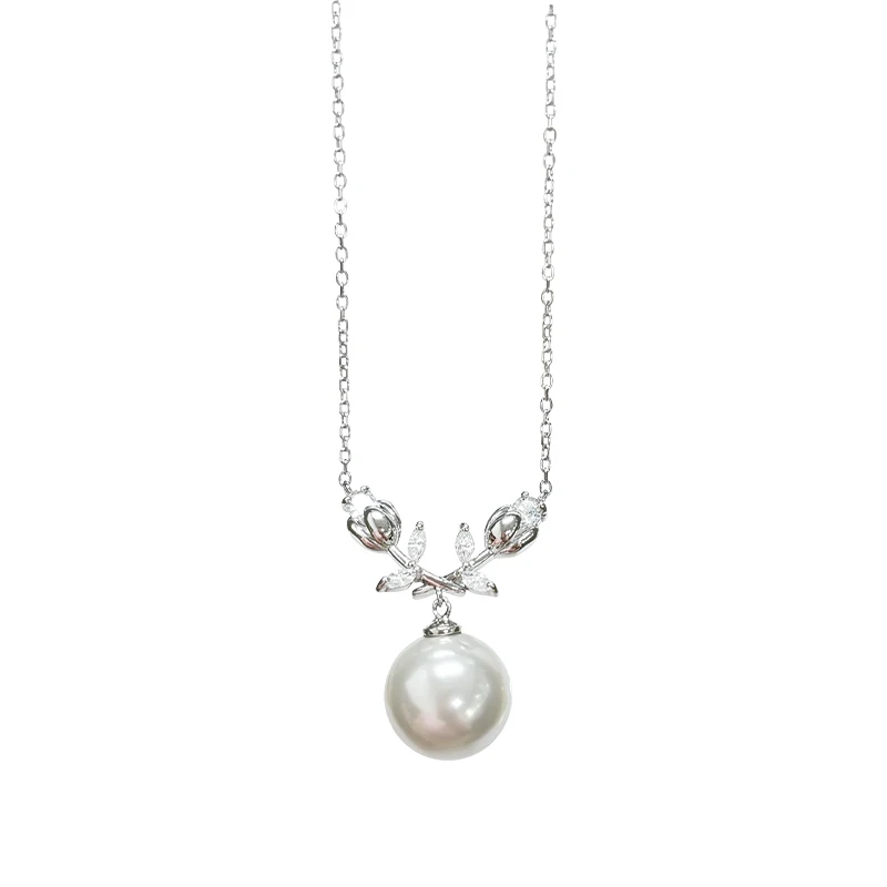 

Sterling silver tulip flower pearl necklace light luxury niche women's 2025 new neck chain