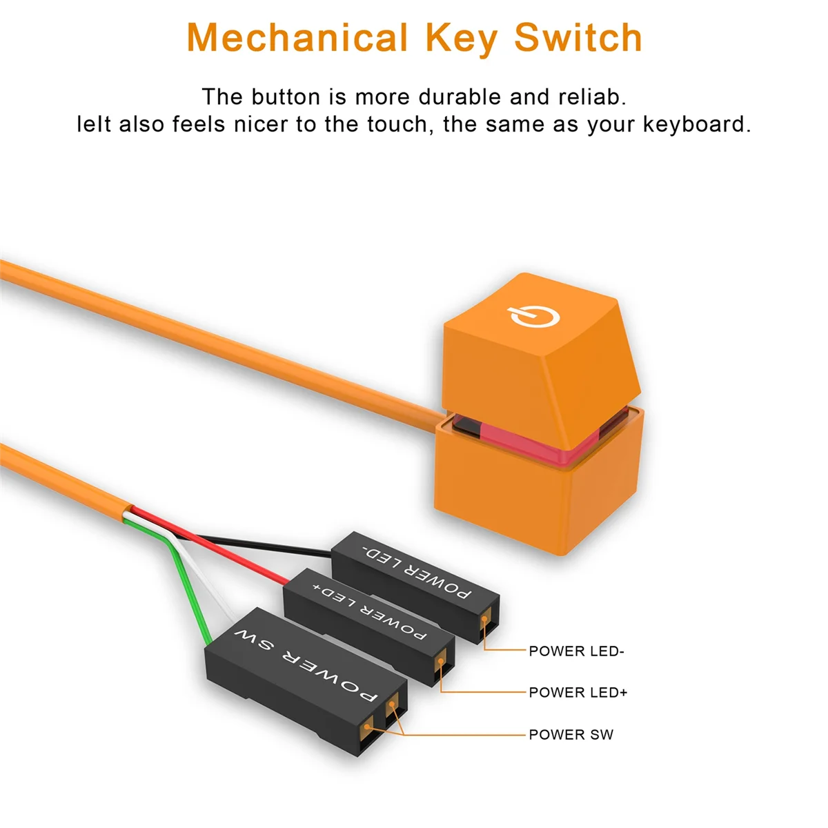 2M Computer Desktop Switch with Colorful LED Lights PC Motherboard External Start Power On/Off Button for Home Office