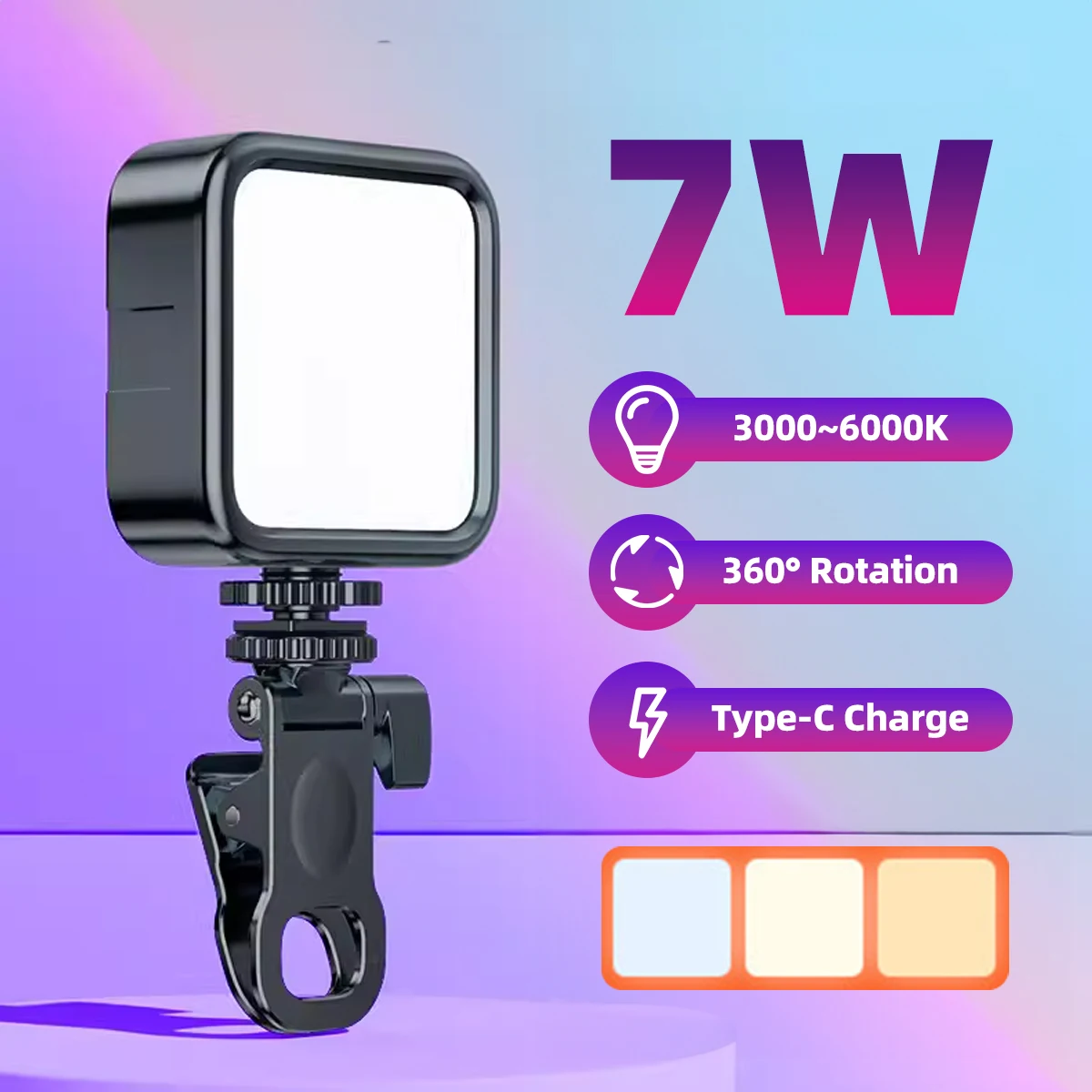 

ANKNDO светодиодный заполняющий светильник, трехцветная подсветка, зажим для сотового телефона, ноутбука, кольцо, вспышка, заполняющая лампа, лампа для фото-видео, фотосъемки