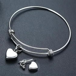 Cremation Jewelry Bracelet for Ashes Stainless Steel Heart Urn Bangles for Ashes Heart Memorial Keepsake Jewelry with Funnel Kit