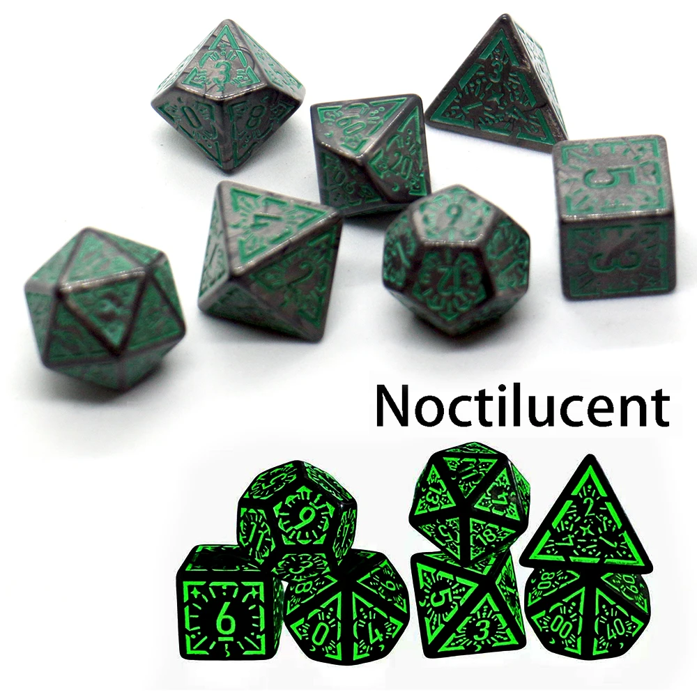 

7pcs 1 Set Luminous Classic Pattern Board Game Dice Set