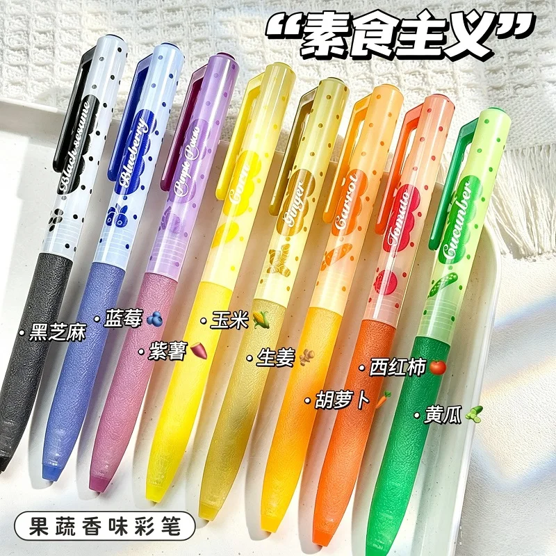 TANOOCI Side Click Fruit-Scented Colored Gel Pens 4Pcs Per Set 0.5mm Quick-Drying Smooth Ink Student Exam Note-Taking Stationery