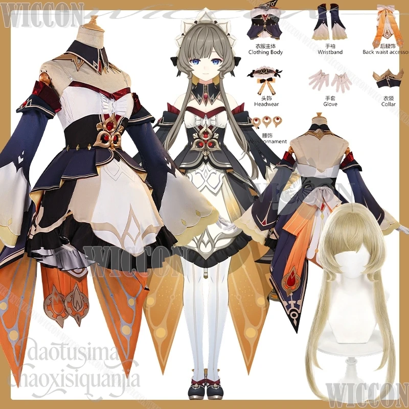 

Марионетка Sandrone, косплей, игра Genshin Impact, классический костюм Лолиты с открытыми плечами, ретро-платье, парик, Хэллоуин, Navidad Carnaval