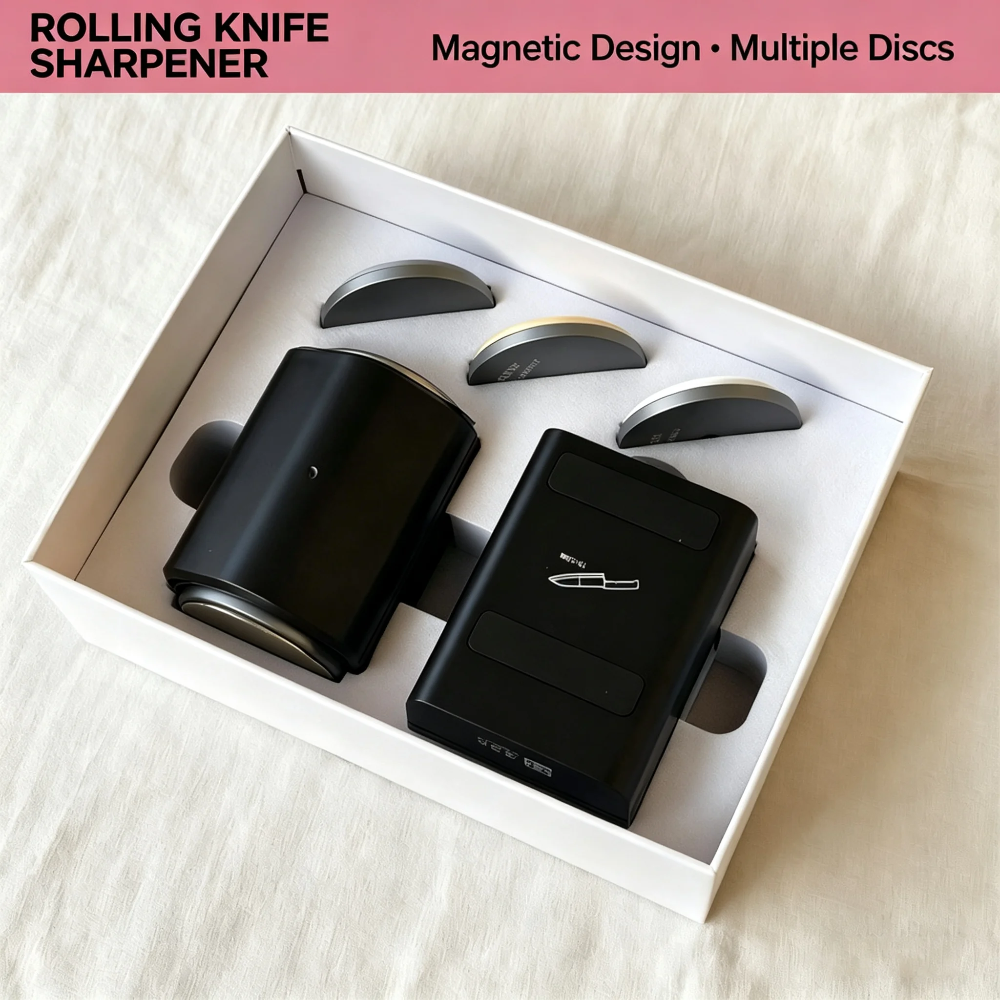 New Pro Kitchen Knife Sharpener Magnetic Angle Adjustable Double-Sided Diamond Stone Roller Sharpening Tool for Chef Knives Scis