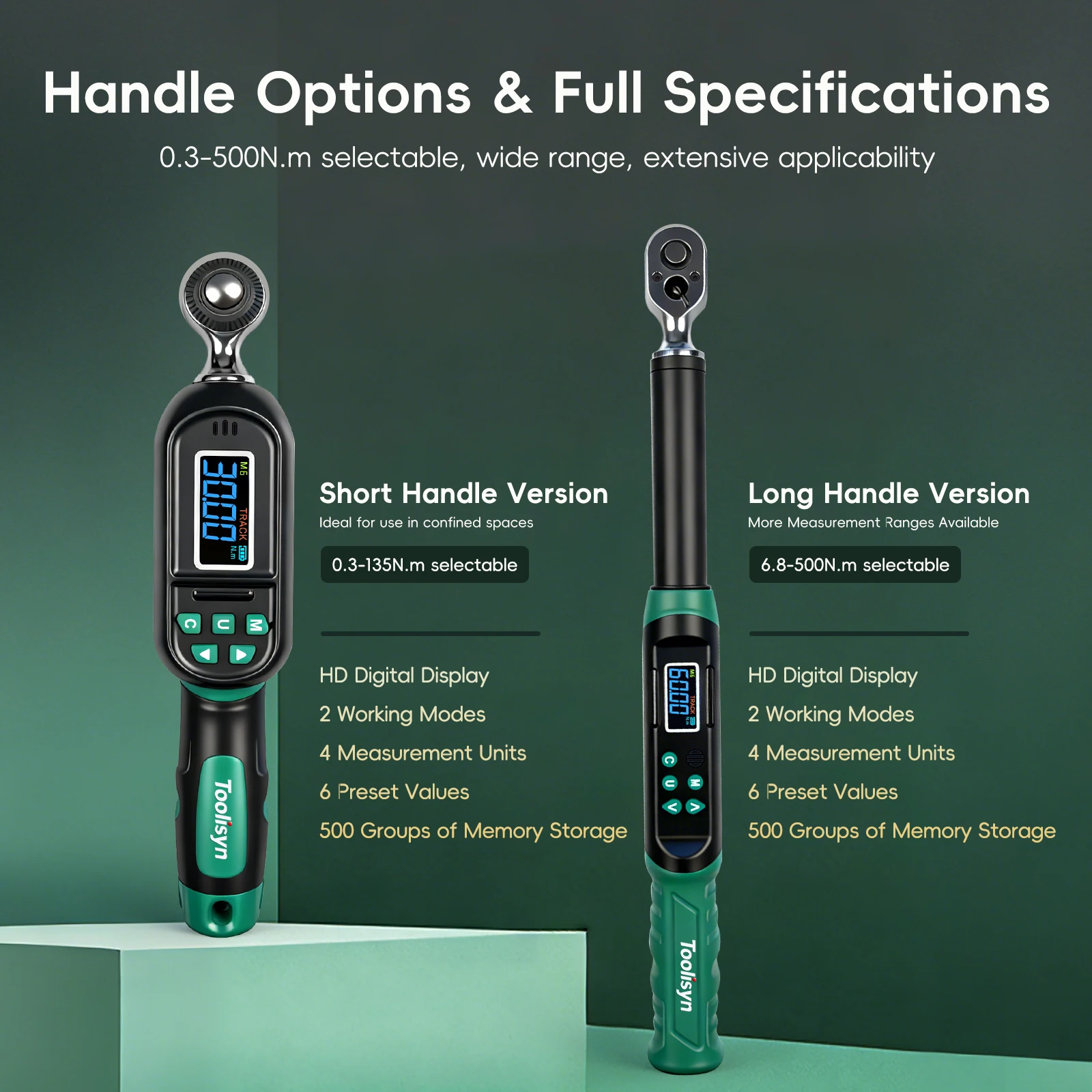 Toolisyn Digital Torque Wrench 0.3-500N.m Adjustable1/4