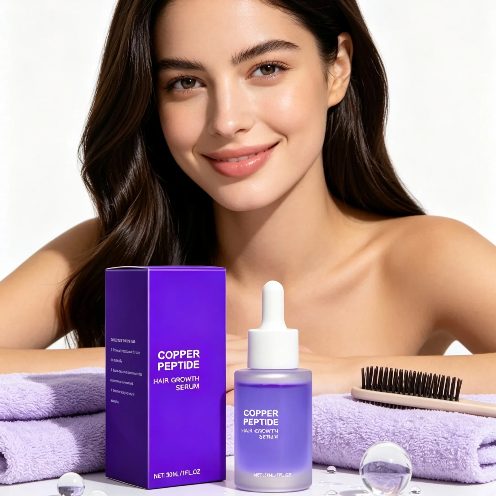 Copper Peptide Hair Serum Repair Damaged Hair Scalp Dry Scalp Hydration Care Easily Absorbed Deeply Nourishing Hair Serum 30ml