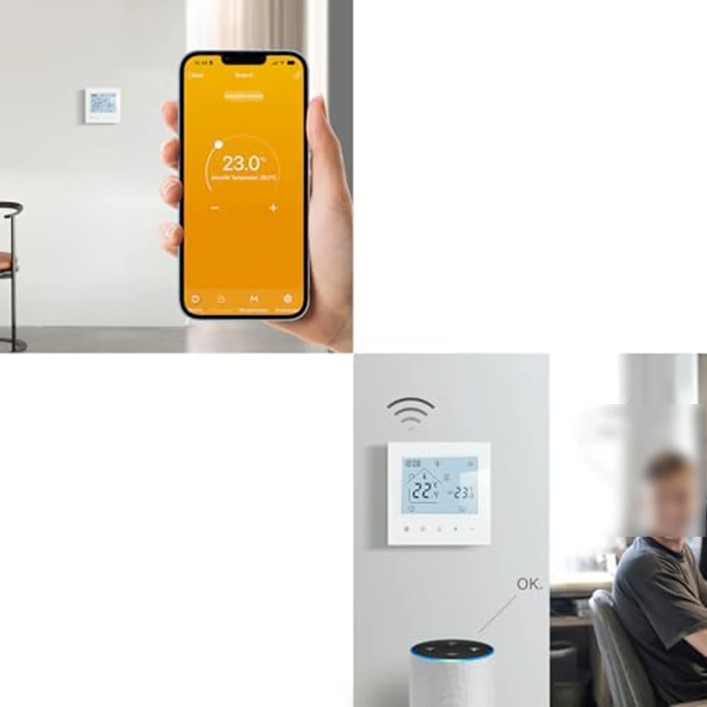 

Цифровой контроль температуры, умный термостат, 230 В переменного тока, совместимый настраиваемый расписание отопления, удобный климат-контроль