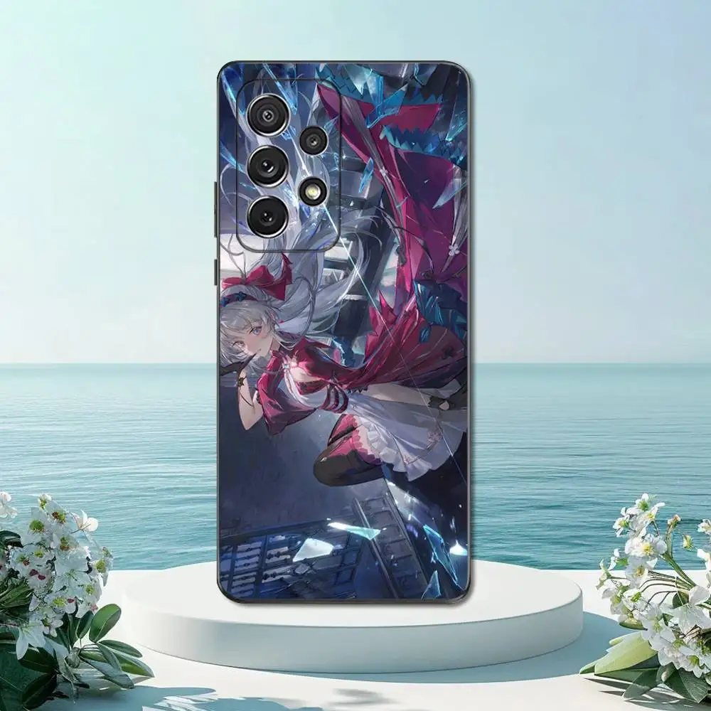 Casing Ponsel W-Wuthering Waves C-Carlotta untuk Samsung S22,S21,S20,S10,S9,S25,S24,S23,Ultra,FE,Plus,Lite, Sampul Hitam Silikon Lembut