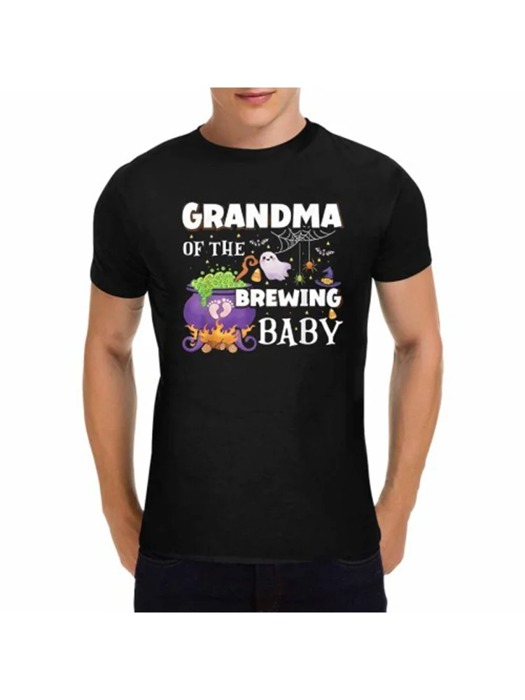 

Men's Black Crew Neck T-Shirt Grandma Of The Brewing Baby Halloween Men Graphic T-Shirt S-3XL WHX 180g