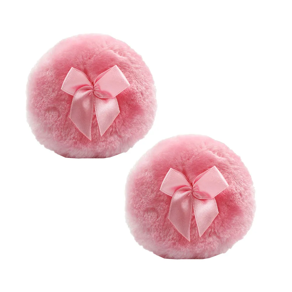 2Pcs Powder Puff Large Soft Makeup Pads Pink Bowknot Design Suitable for Loose Body Powder Tools Makeup