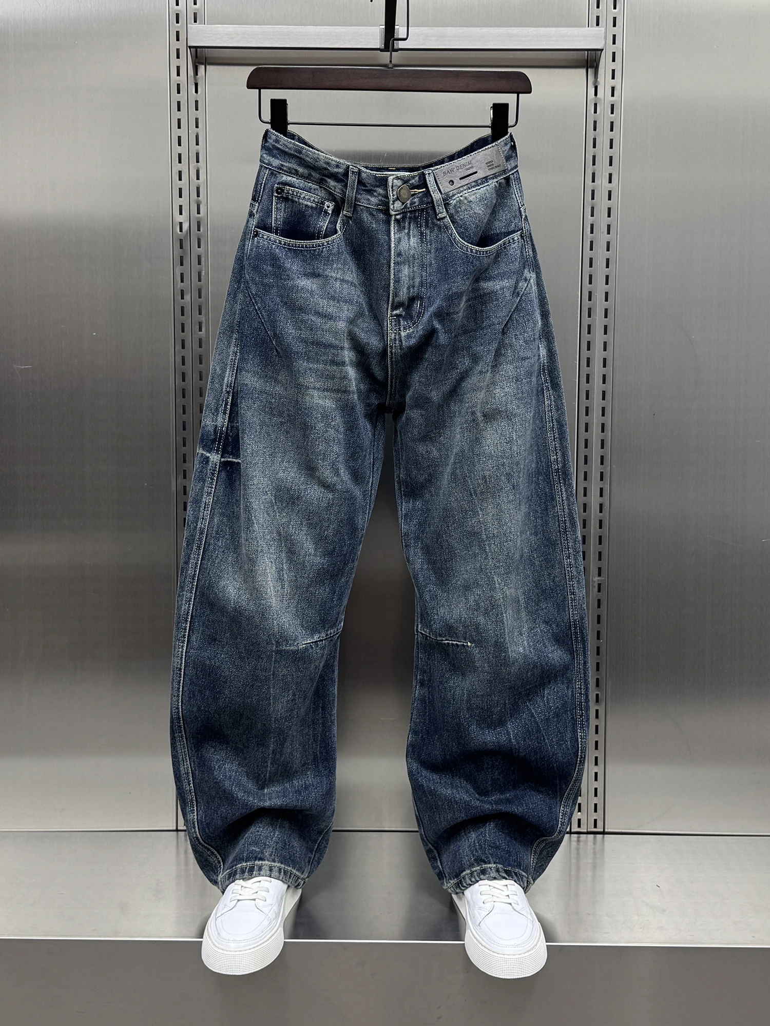 

Мужские джинсы Waed Denim: прямые, широкие, с эффектом «ножа», осенняя коллекция 2025, новый американский стиль, уличный, крутые, прямые, трубчатые джинсы