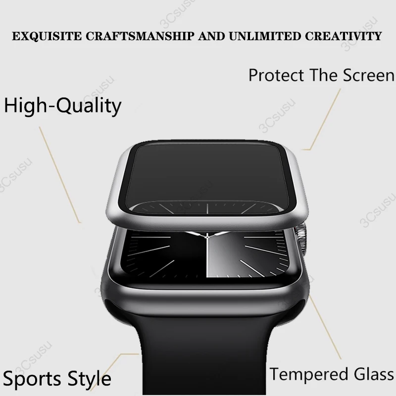 Screen Protector for Apple Watch Ultra 49mm Metal Frame Film Anti-Scratch Tempered Glass IWatch Series 9 8 7 45mm 41mm 40mm 44mm