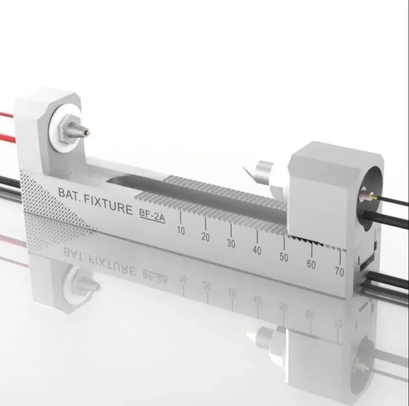 BF-2A CNC Aluminium Alloy Battery Test Fixture Double Self-Locking 4-Wire Design for 18650 AA AAA Batteries
