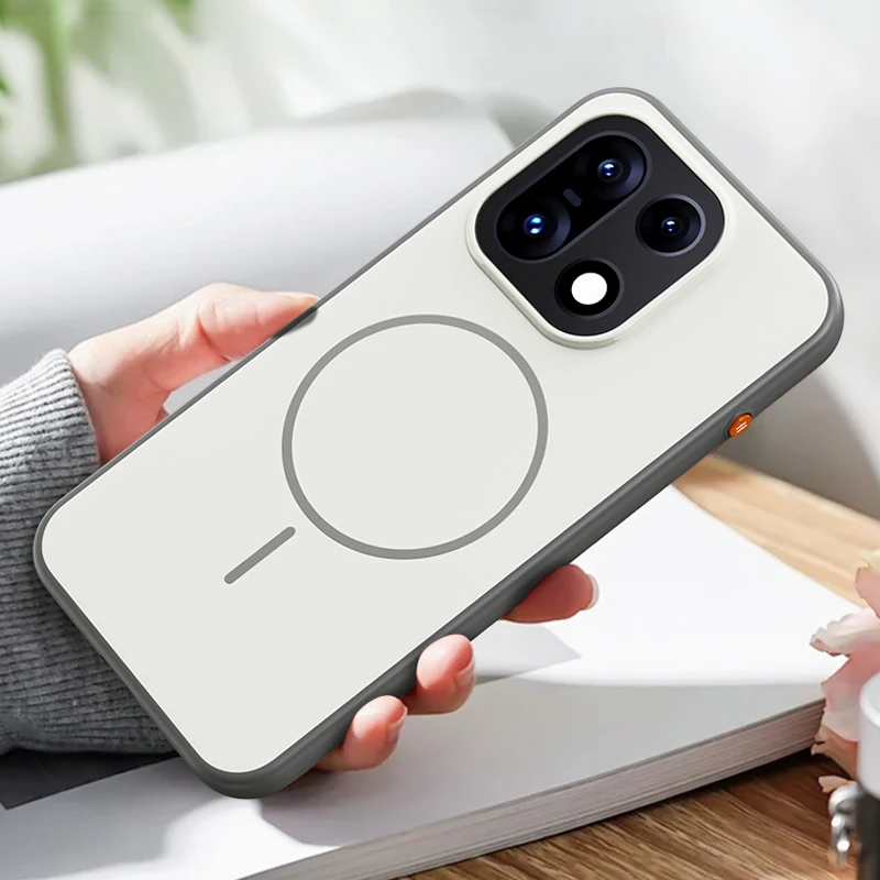 Pour OnePlus 15 étui magnétique ELVEV antichoc sensation de peau dur PC souple cadre en TPU couverture de téléphone à aspiration