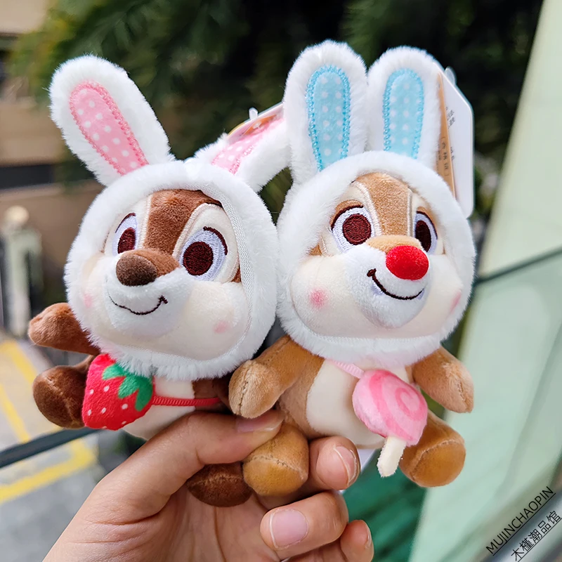 Genuine Disney Cute Chip & Dale Plush Toys Doll Keychain Creative Christmas Halloween Gifts 10cm