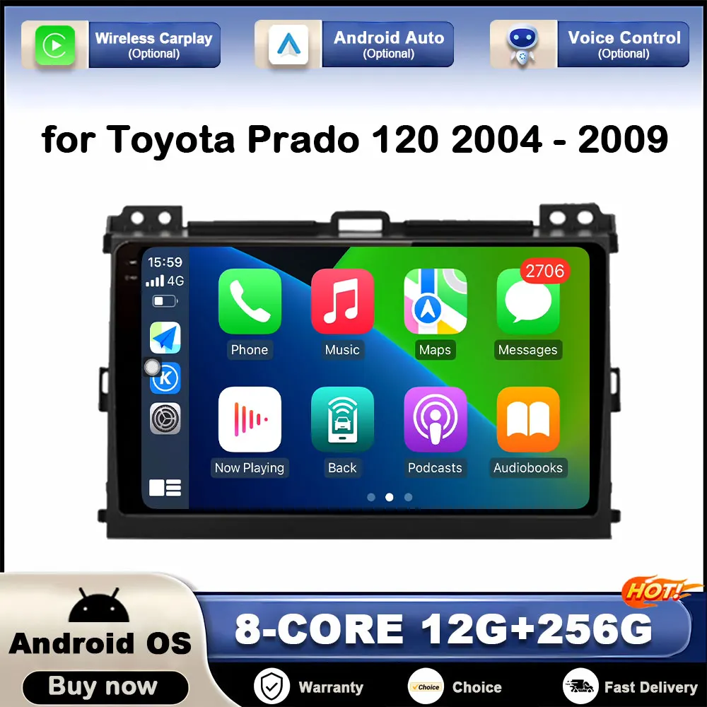 

for Toyota Prado 120 2004 - 2009 Smart System Car Video Multimedia Player DSP Stereo GPS Navi Wireless Carplay Autoradio No 2Din