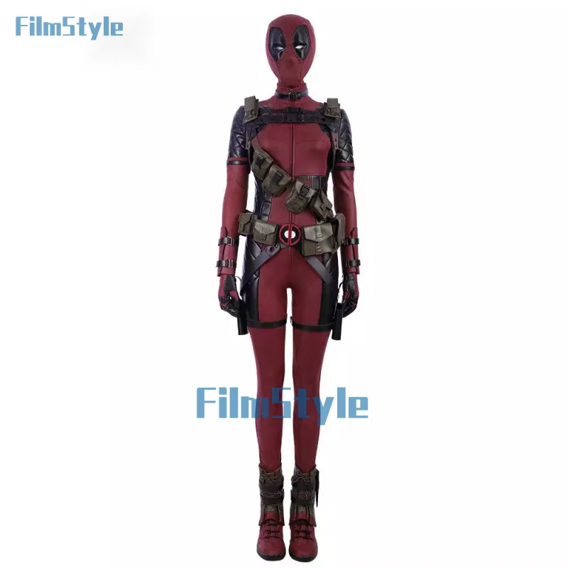 Women Fantasy Dead Cosplay Pool Wade Disguise Wilson Villain Costume Fantasia Jumpsuit Mask Outfit Halloween Carnival Party Suit