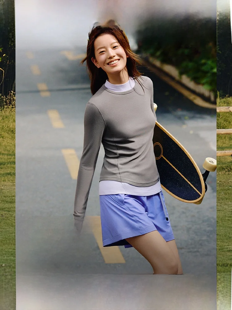 

Женская футболка Beneath the Banana Le с круглым вырезом, легкая, дышащая, с длинными рукавами, приятная к телу, утягивающая, для занятий спортом