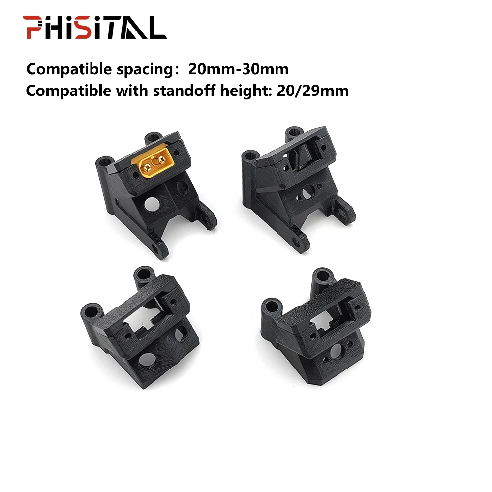 

FPV VTX antenna holder XT60 plug mount/seat/bracket 3D Print Part | 20-30mm spacing | 20/29mm height for Quadcopter drone PR094