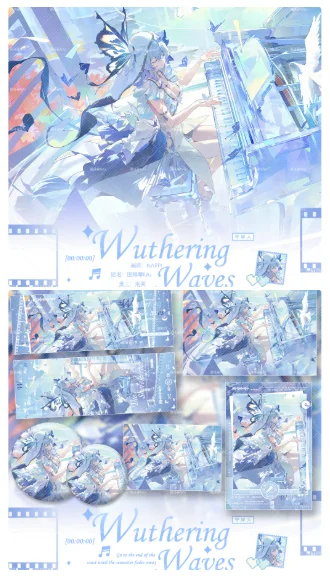 Game Cosplay Wuthering Waves The Shorekeeper‌ color paper postcard Double Flash Badge Figures Gift Role Play Birthday Xmas Gift