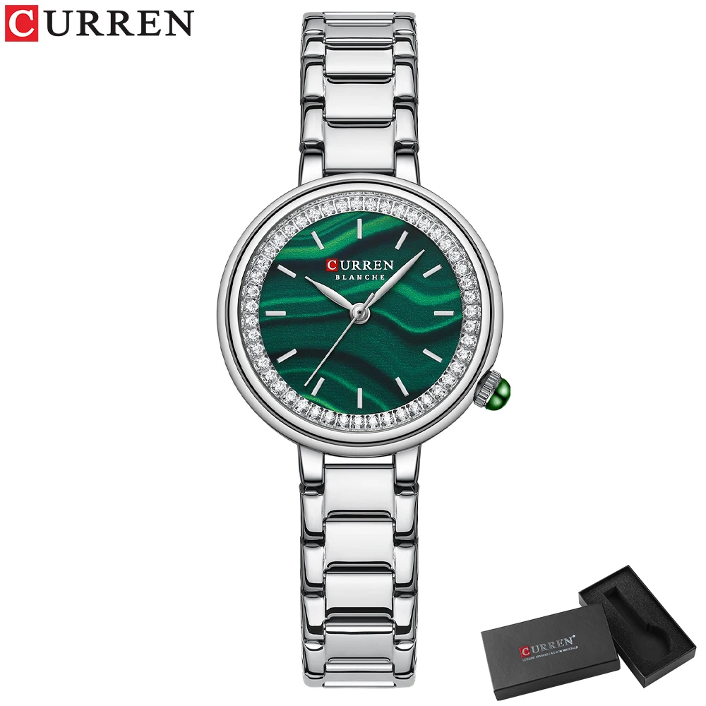 CURREN Luxusmarke Damen-Armbanduhren mit Sternenhimmel-Zifferblatt, Edelstahlband, Quarzuhren, Damenuhr mit Strasssteinen 10