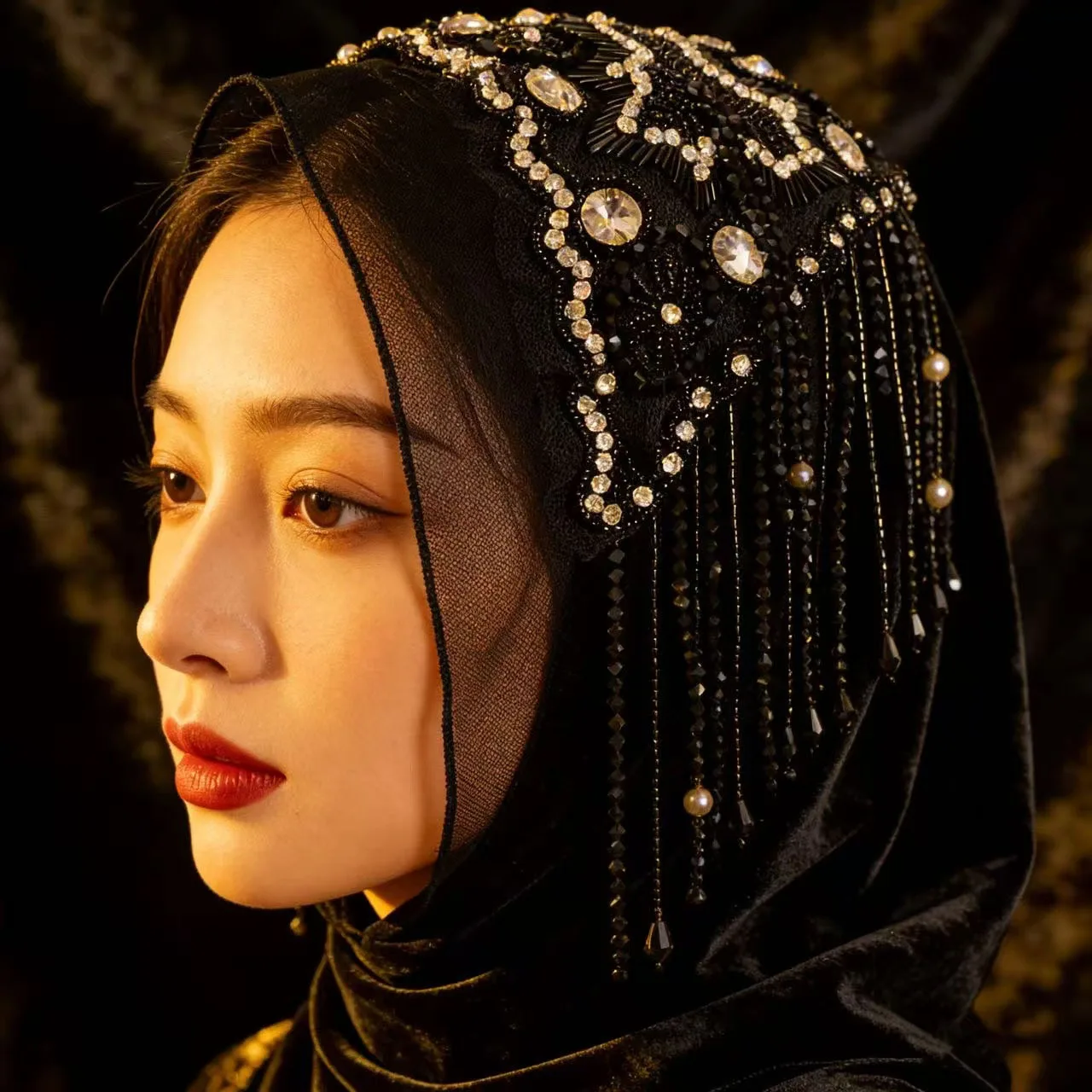 

Новый длинный шарф с кисточками в этническом стиле, женский мусульманский хиджаб, шляпа, тюрбан с бисером, повязка на голову Амира, исламская вуаль, платок, шали, банданы