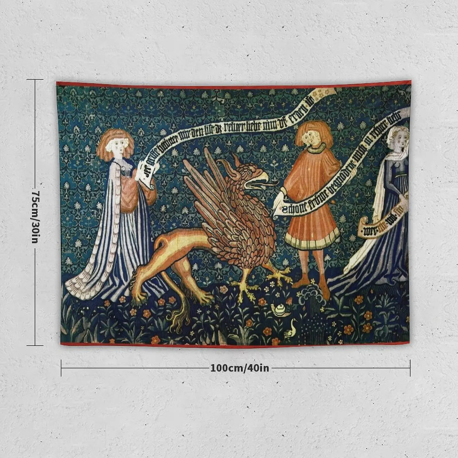 ANTIQUE LOVE Tapestry WITH GRIFFIN Medieval Bestiary Tapestry Bedroom Deco Decorative Wall Bedroom Decoration Funny Tapestry