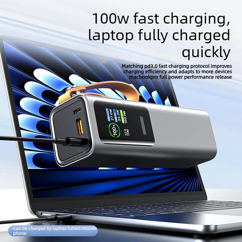 100W 30000mAh Aluminum Alloy TFT Color Screen Power Bank for IPhone Android Mobile Phone Large-capacity Mobile PowerBank