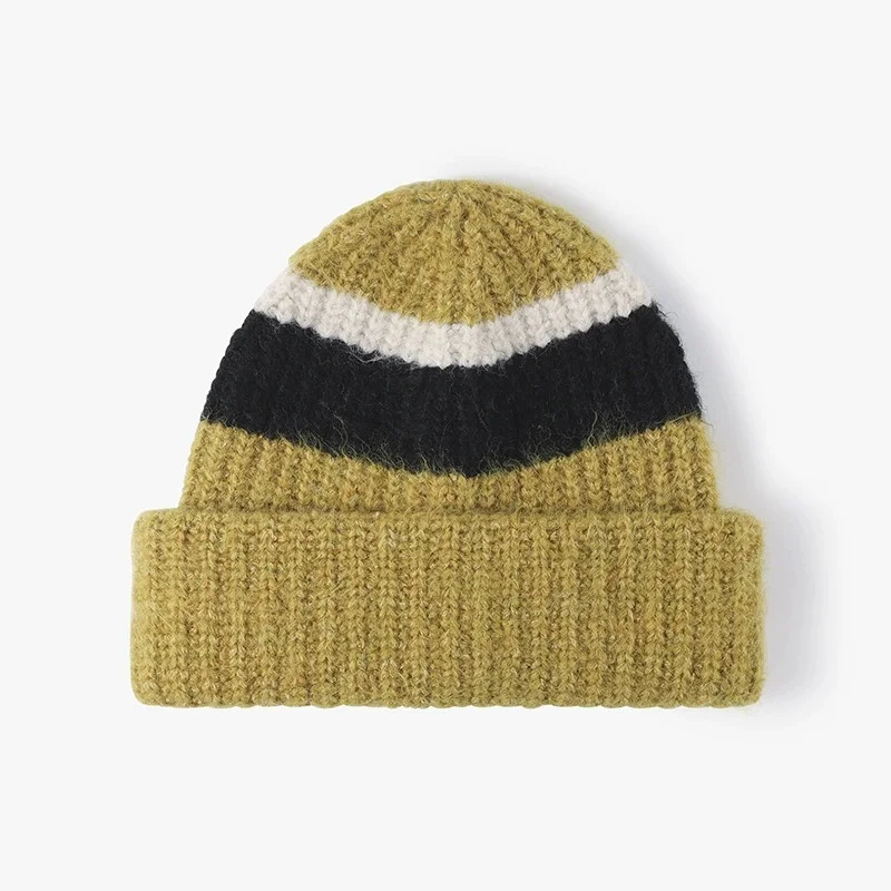 Unisex European/American Fashion Two-Tone Wool Knit Hat—Street Style, Versatile, Warm Knitted Hat