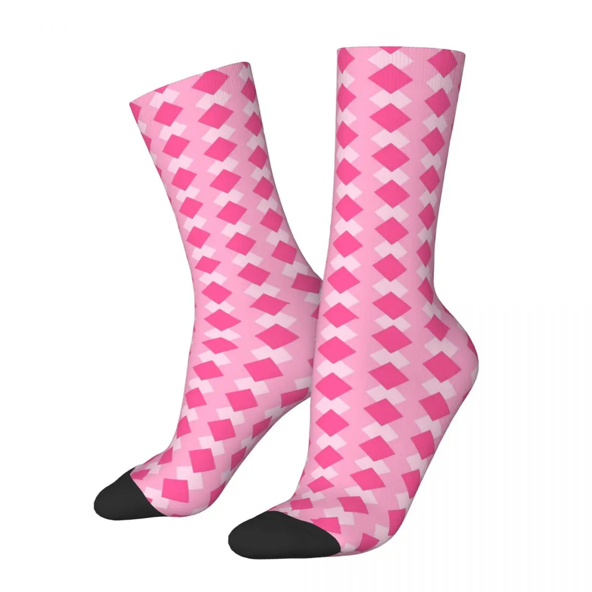 Pink Checked Harlequin Socks Harajuku High Quality Stockings All Season Long Socks Accessories for Unisex Birthday Present