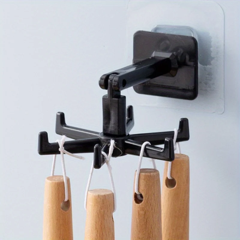 2pcs Universal Kitchen Hook Multi-Purpose 360 Degrees Rotated Rotatable Six-claw Rack Organizer Storage Spoon Hanger Accessories