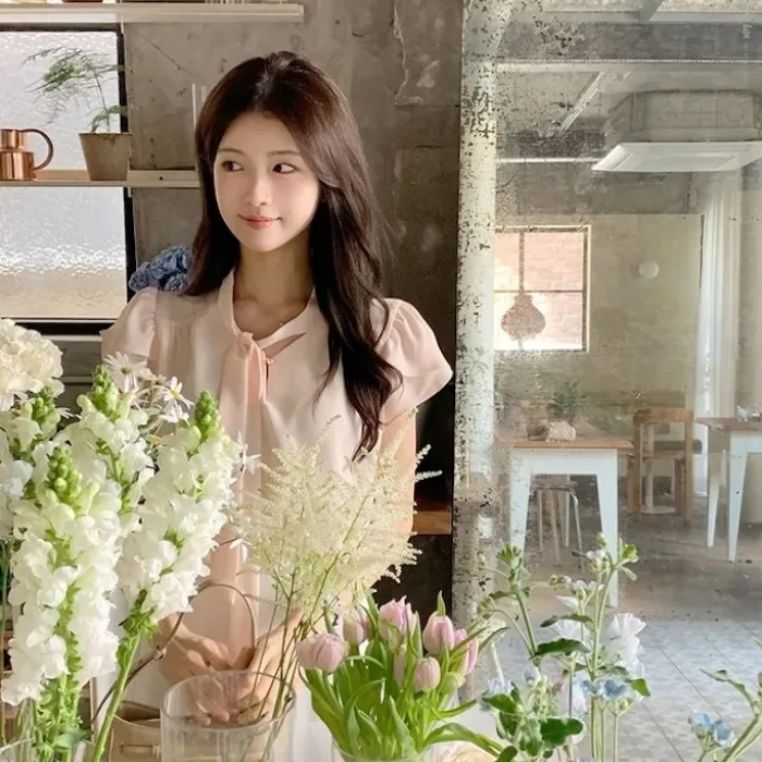 

Summer Versatile Double-Sided Wearable Tie ort Sve irt Loose Fit Polyester Fiber Casual Women's Faion irt