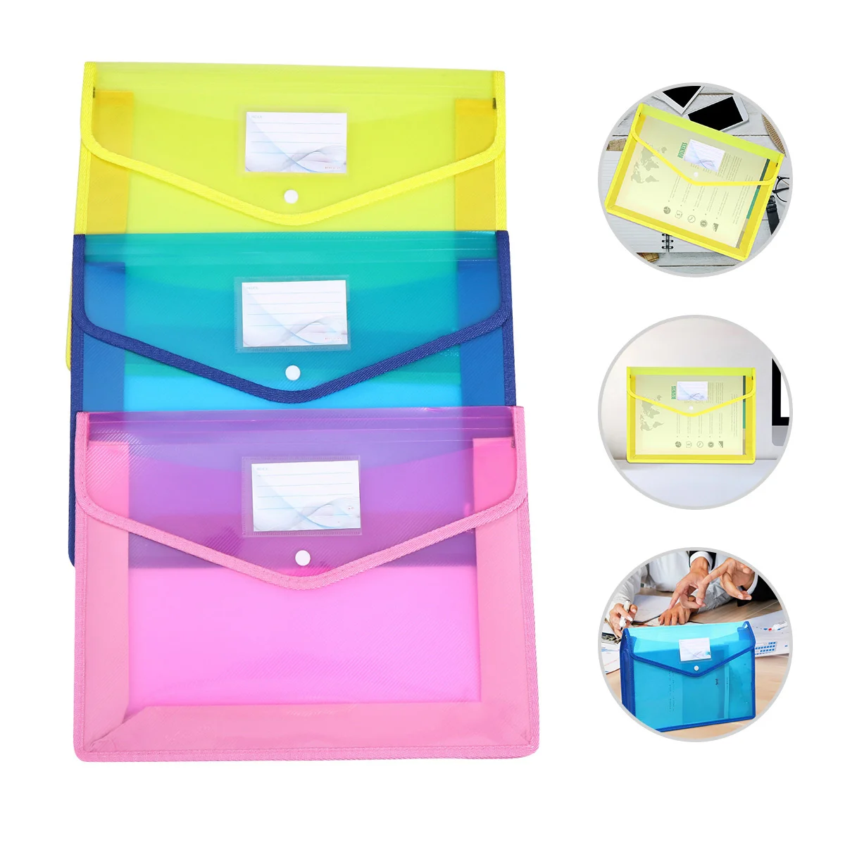 

3Pcs Transparent A4 Document Folder PVC File Pouch Waterproof Document Organizer Office Storage File Pouch Storage Bags