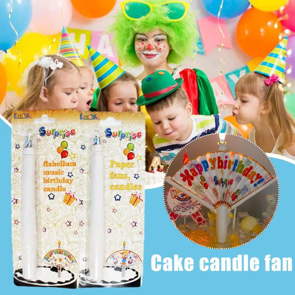 Fan Surprise Birthday Candle Automatic Unfolding Decoration Blessing Cake Party Baking Fan Birthday Candle C1w0