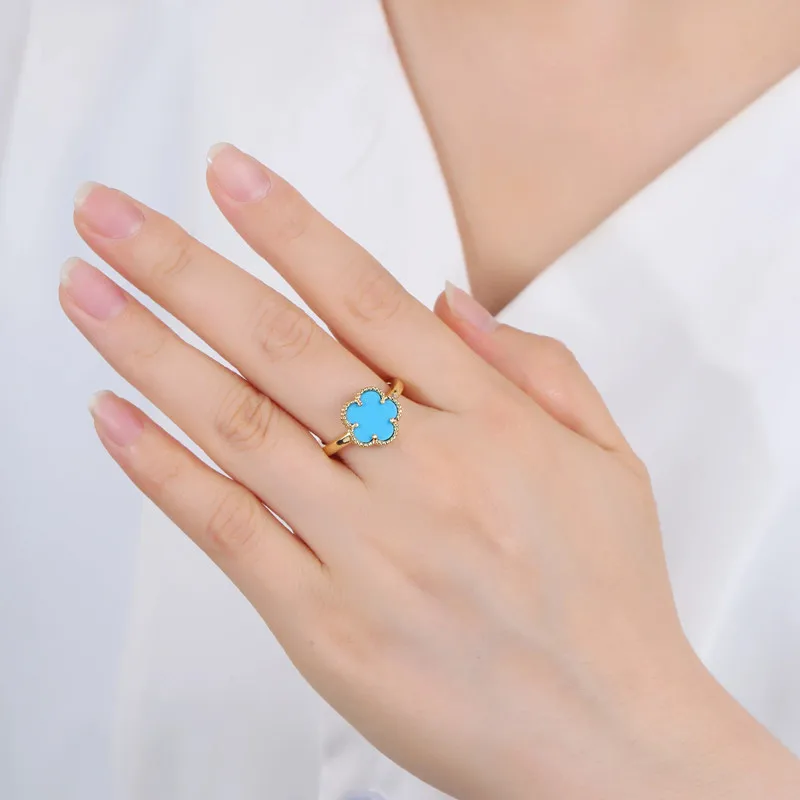 Minimalist Shell Natural Stone Plant Flower Rings,Adjustable Opening Rings For Women,Luxurious Temperament Trendy Party  Jewelry