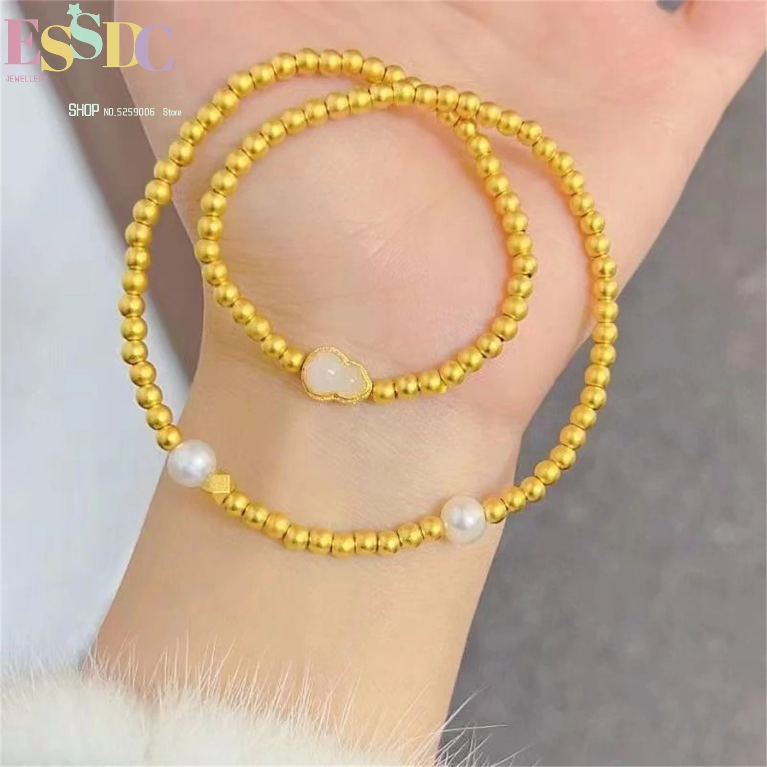 

Двухслойный браслет из тыквы, песочное золото, тканый ручной работы, винтажный китайский стиль, счастливый бисер, устойчивые к выцветанию ювелирные изделия для женщин, подарок