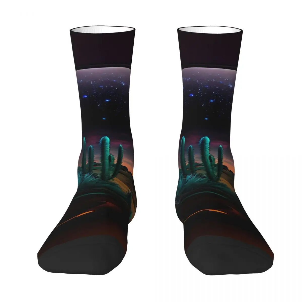 Desert Glow Socks Cactus Print Gothic Stockings Winter Anti Slip Women Men Socks Medium Soft Design Outdoor Socks