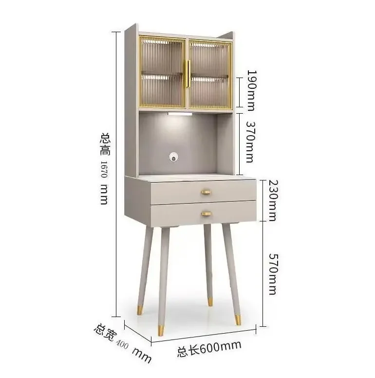 Modern White Minimalist Dressers LED Mirror Makeup Dressing Table Multi-functional Integrated Muebles De Dormitorio Furniture