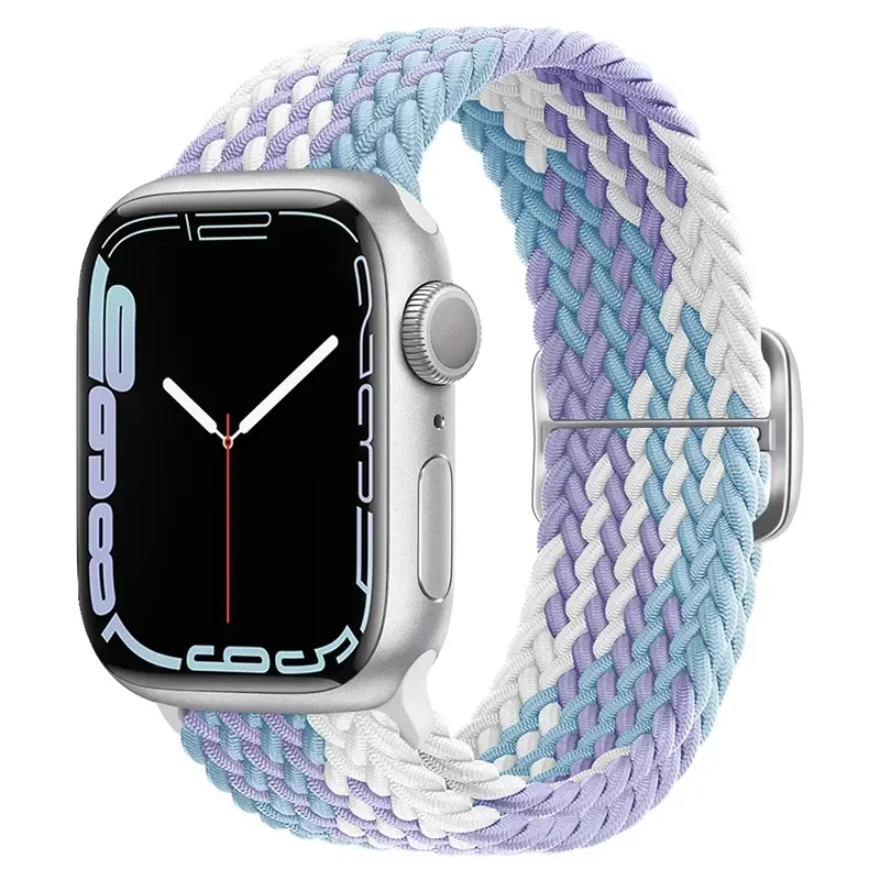 Correa trenzada para Apple watch, pulsera de nailon elástico para iWatch series 9, 8, 7, se, 6, 44mm, 40mm, 49mm, 45mm, 41mm, 38mm