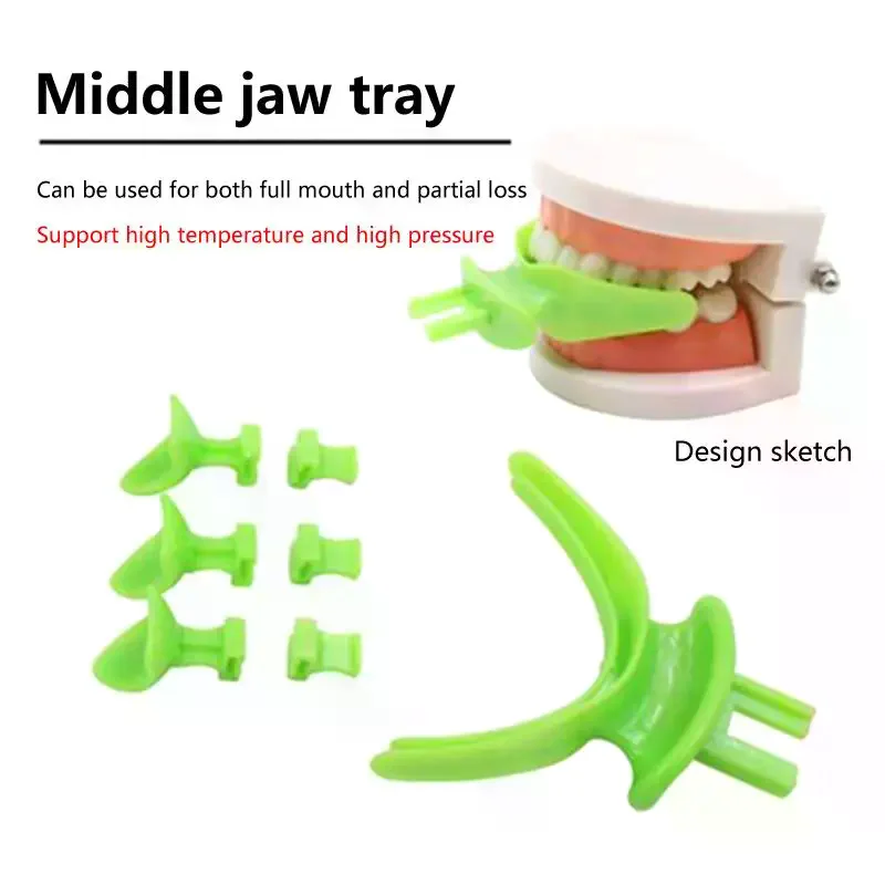 7Pcs/Set Denture Repair Occlusal Edentulous Jaw Impression Trays Dentist Tool Dental Mid Jaw Tray Bite Registration Tray