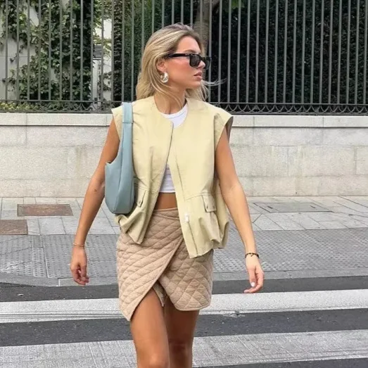 

Летняя новая мода свободный жилет с круглым вырезом женский топ без рукавов в европейском и американском стиле оптом