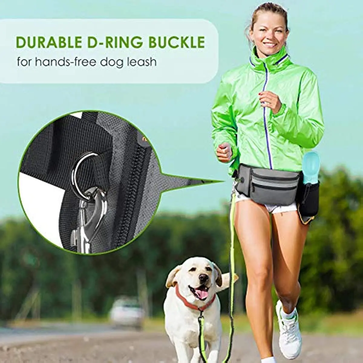 Dog Treat Bag Portable Dog Training Pouch with Hidden Water Bottle Holder Poop Bag Dispenser Waist Bags for Puppy Pet Items