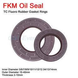 10Pcs FKM Framework Oil Seal ID 5/6/7/8/9/10/11/12/12.54/13/14mm OD 10-40mm TC Fluoro Rubber Gasket Rings Cover with Spring