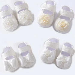 White Lace First Walker Baby Girls Little Princess Dress Shoes Flower Bow Toddlers Shoes Soft Sole Baby Shoes Infant Prewalker